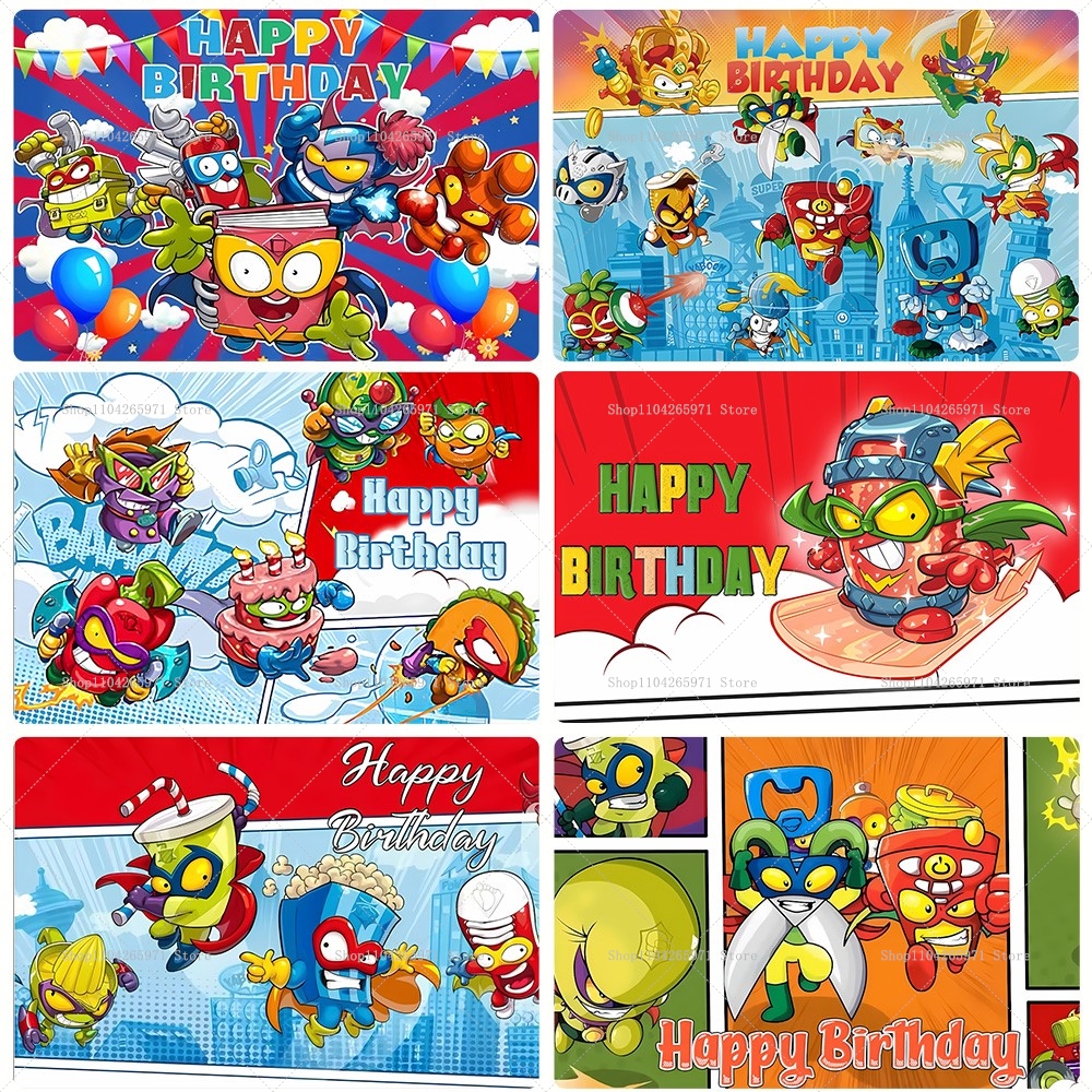 Car Accessories Banner - Cartoon SuperZings Photography Backdrop Children Birthday