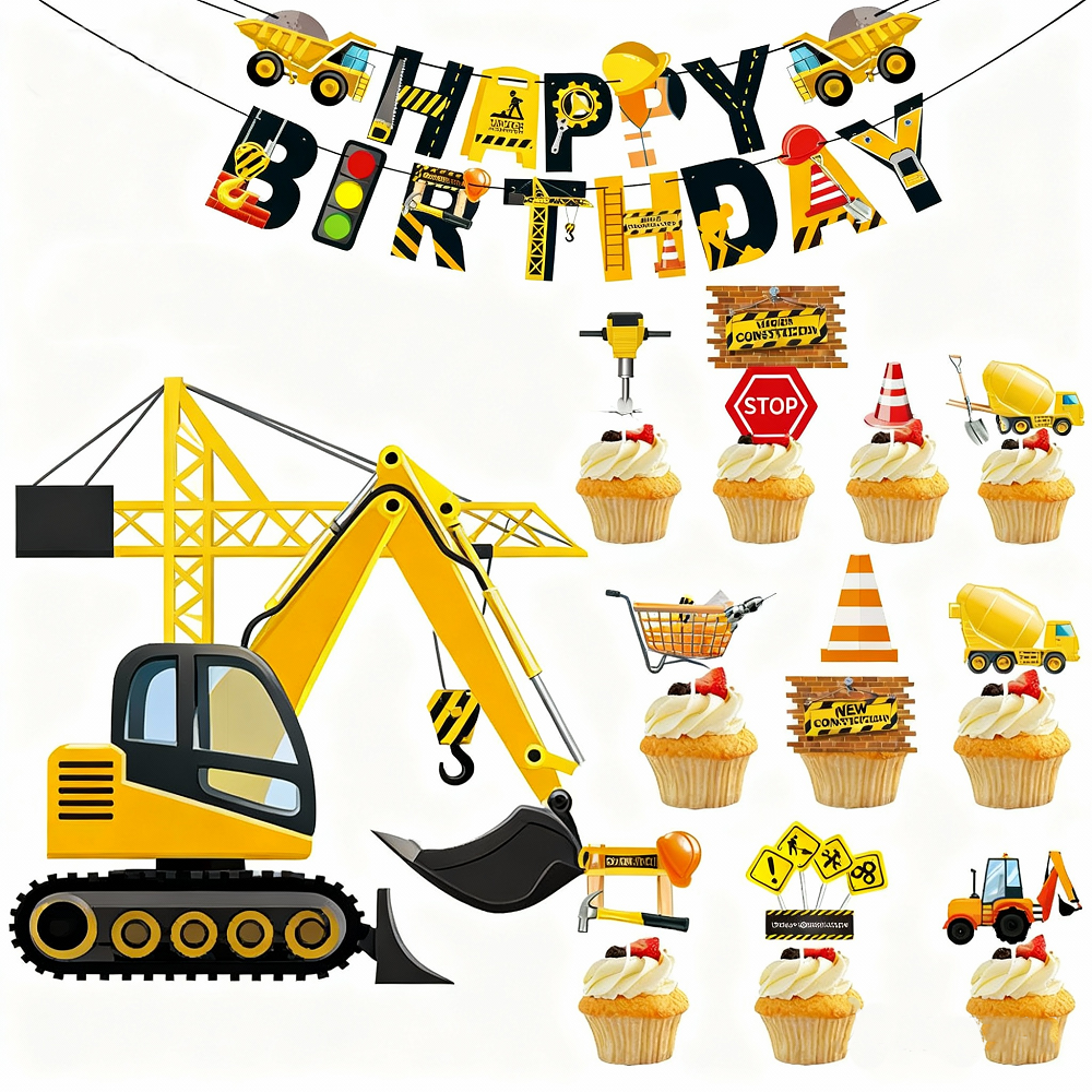 Car Accessories Banner - construction car party banner Garland Hanging