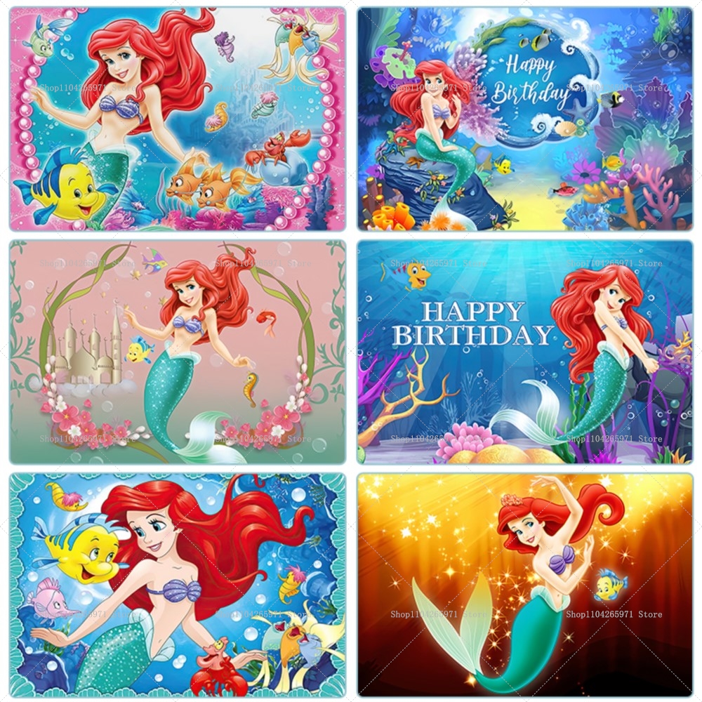 Car Accessories Banner - Mermaid Princess Ariel Backdrop Banner Beautiful