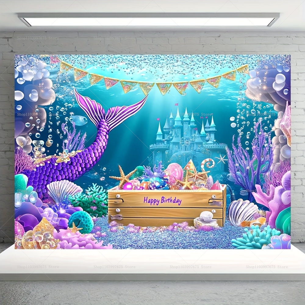 Mermaid Party Backdrops Childr - Car Accessories Banner のレビューと価格