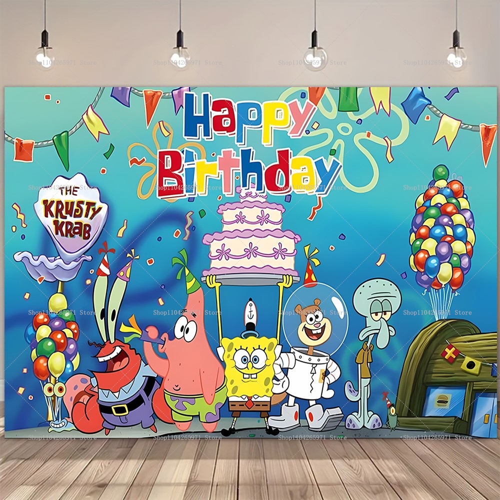 SpongeBob Party Backdrop Banne - Car Accessories Banner のレビューと価格