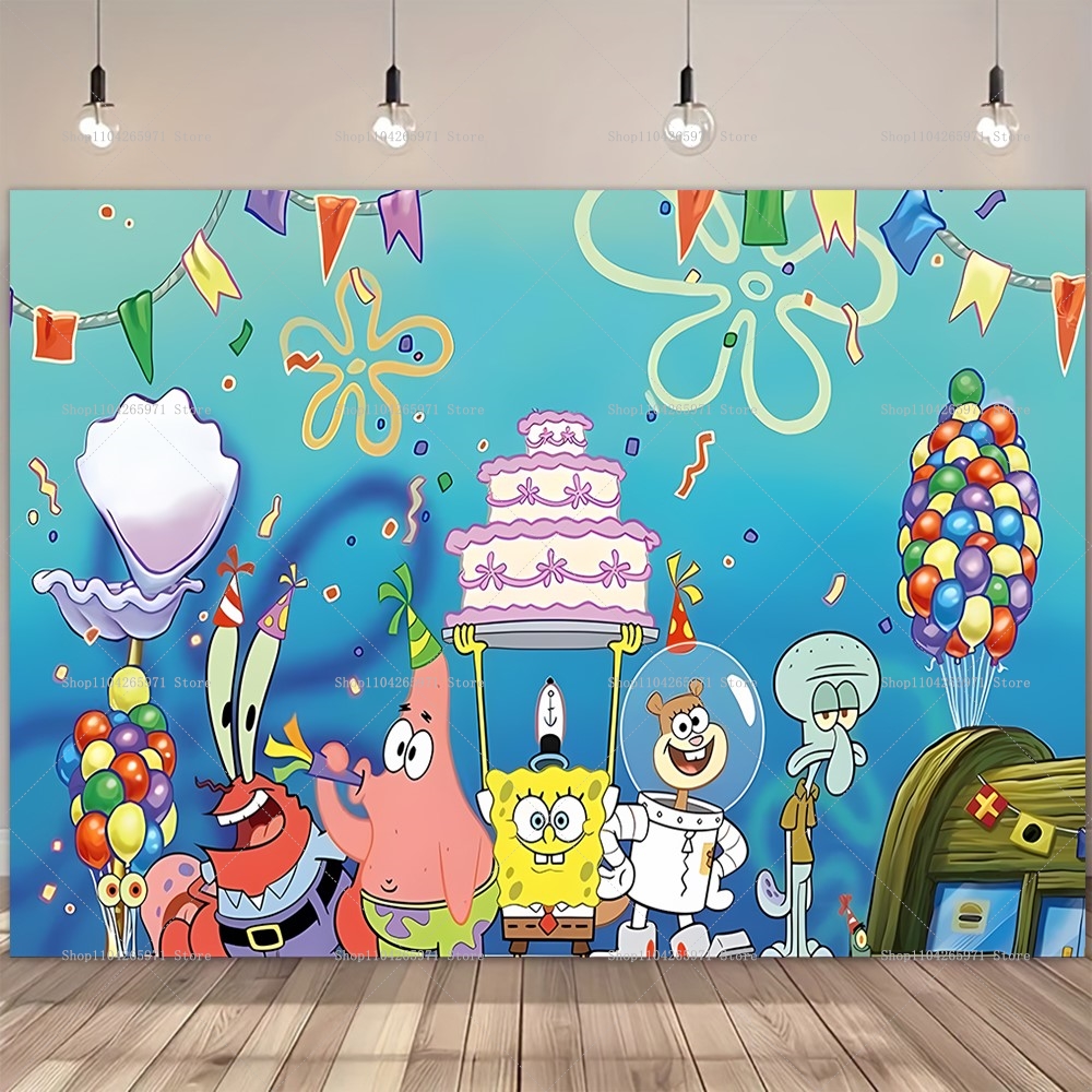 SpongeBob Party Backdrop Banne - Car Accessories Banner のレビューと価格