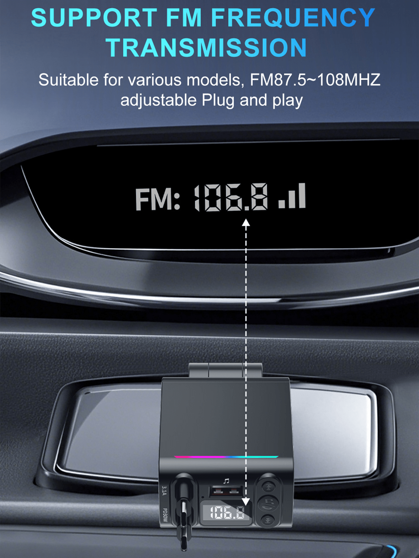 Retractable 75CM USB-C Bluetoo - Fm Transmitter のレビューと価格