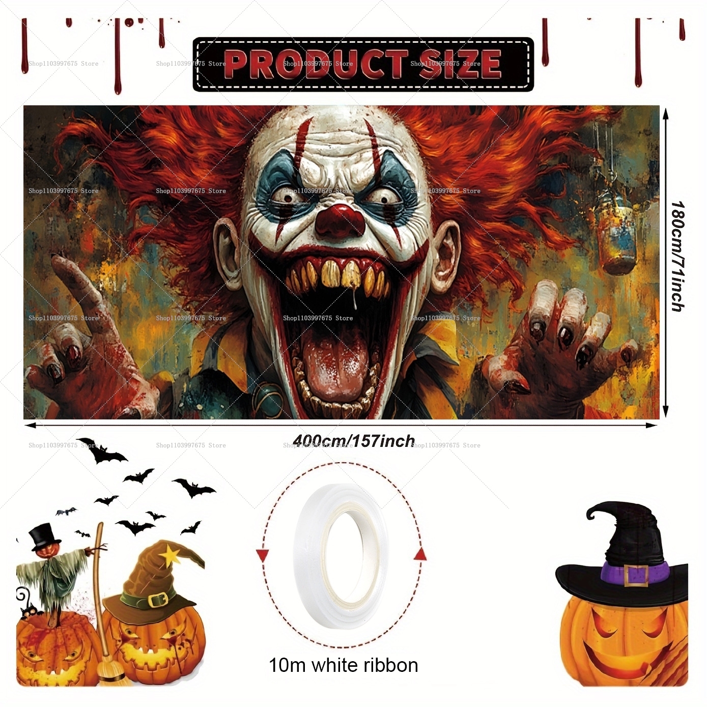 2D Halloween Horrible Clown Ga - Car Accessories Banner のレビューと価格
