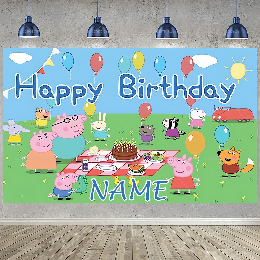 Custom Name Cartoon Peppa Pig  - Car Accessories Banner のレビューと価格