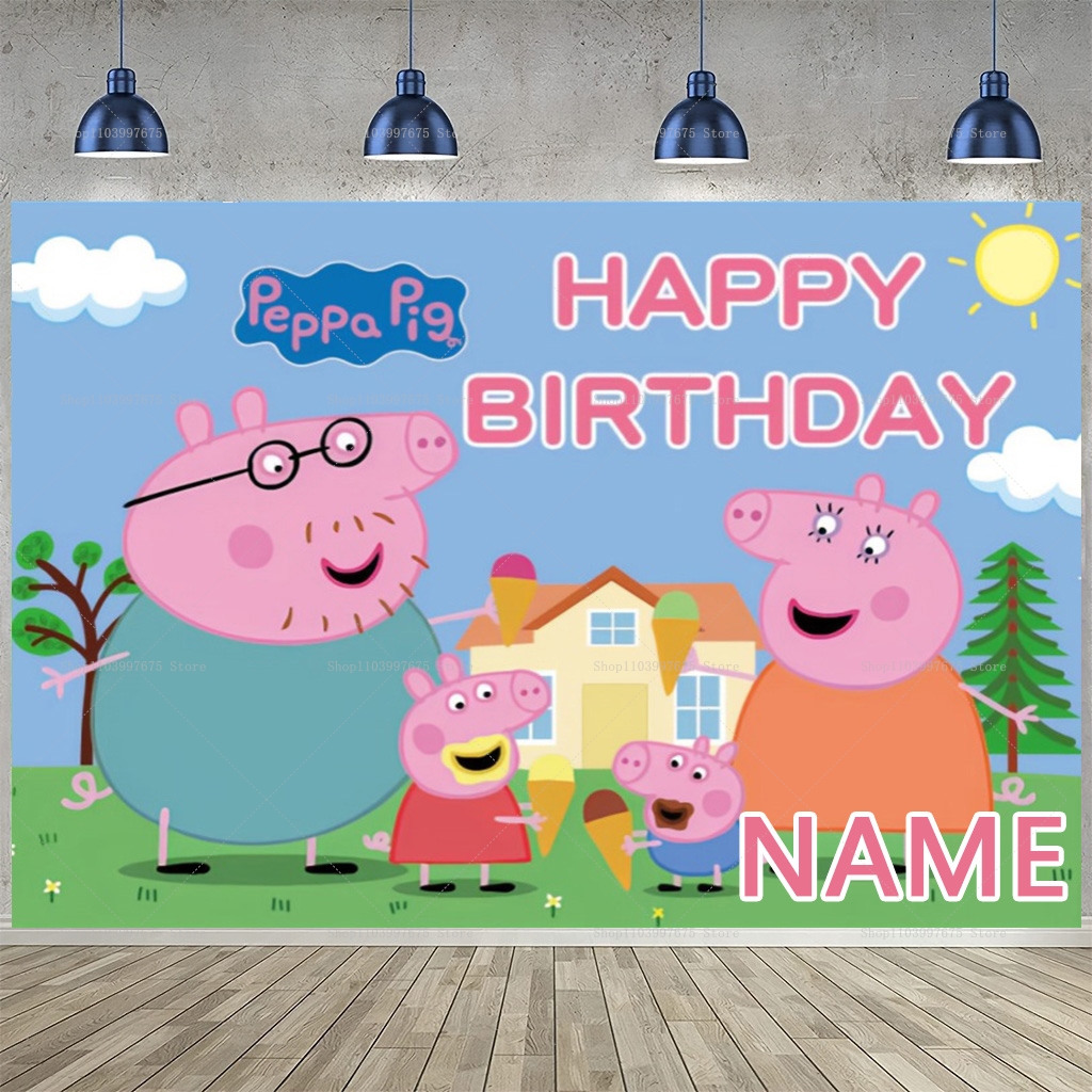 Custom Name Cartoon Peppa Pig  - Car Accessories Banner のレビューと価格