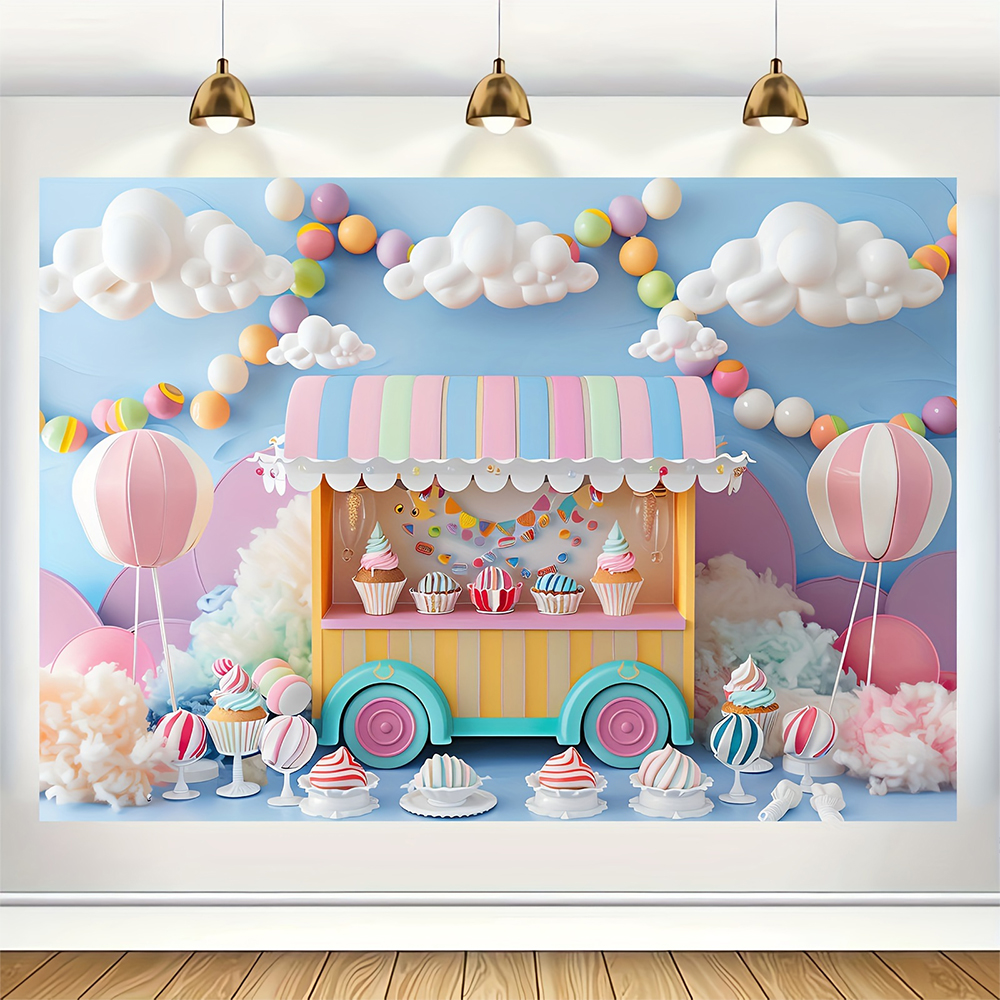 Sweet Ice Cream Theme Backdrop - Car Accessories Banner のレビューと価格