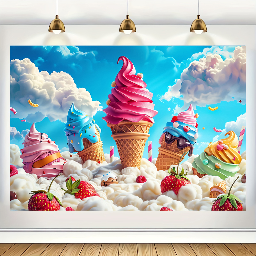 Sweet Ice Cream Theme Backdrop - Car Accessories Banner のレビューと価格