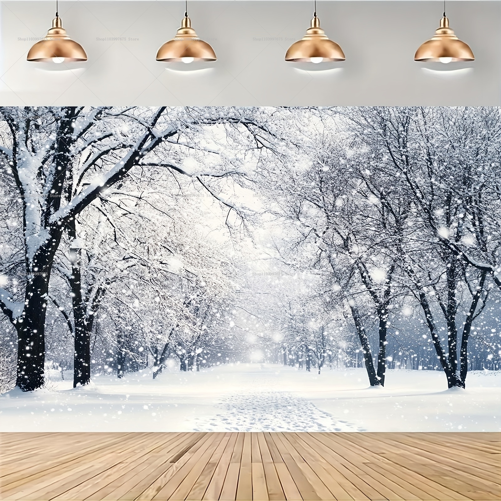 Snowy Forest Christmas Backdro - Car Accessories Banner のレビューと価格
