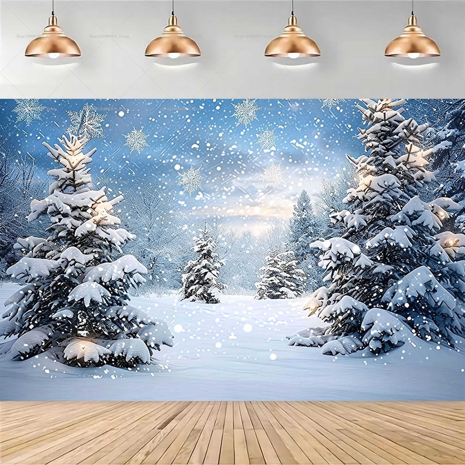 Snowy Forest Christmas Backdro - Car Accessories Banner のレビューと価格