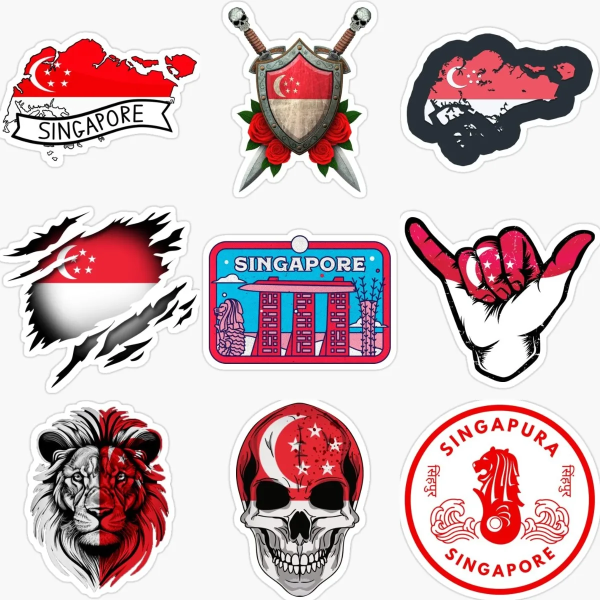 Singapore Flag Map Lion Creati - Car Accessories Singapore のレビューと価格