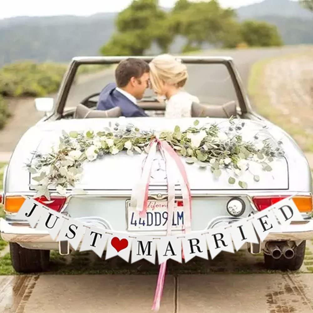JUST MARRIED Wedding Banner Se - Car Accessories Banner のレビューと価格
