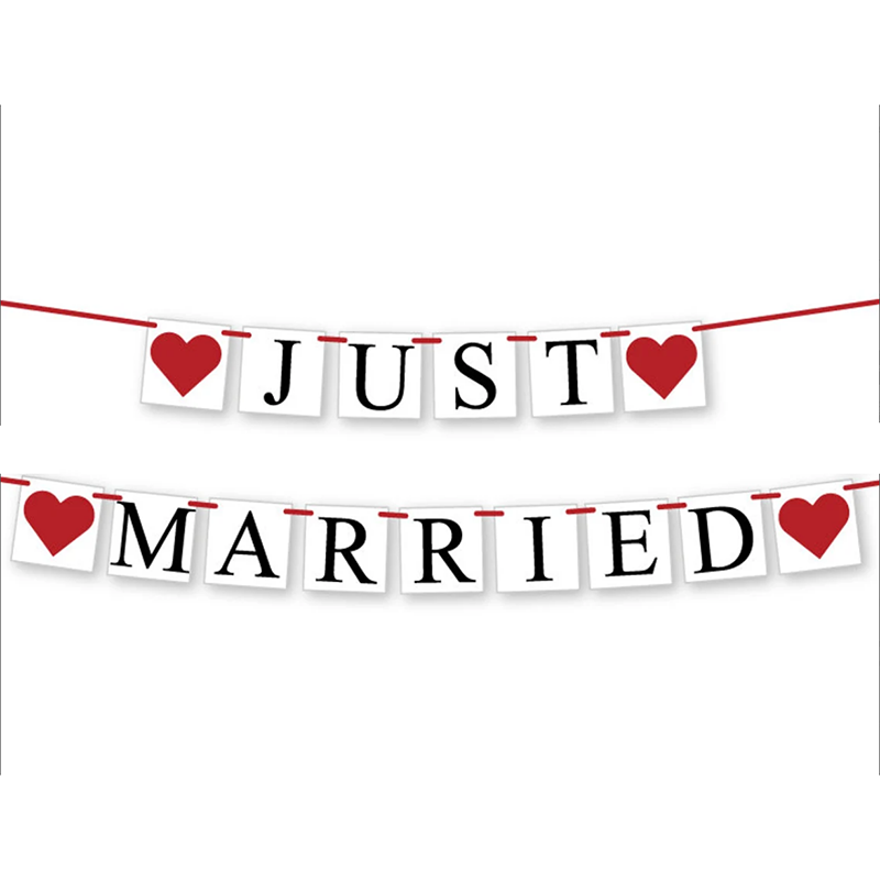 JUST MARRIED Wedding Banner Se - Car Accessories Banner のレビューと価格